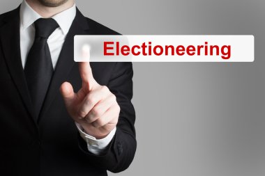 düz dokunmatik ekran düğmesini seçim propagandası iterek işadamı