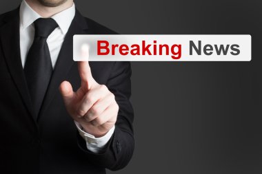 düz dokunmatik ekran düğmesini son dakika haberi iterek işadamı