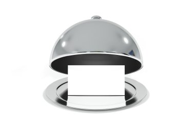 Beyaz işareti izole ile gümüş cloche