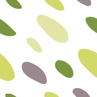 Büyük oval noktaları olan kusursuz bir desen. Zeytin rengi, taş, mozaik ve terrazzo desenli lekeler. Dekor, tekstil, kumaş, ambalaj, ambalaj kağıdı, duvar kağıdı, tasarım, pankart, şablon için