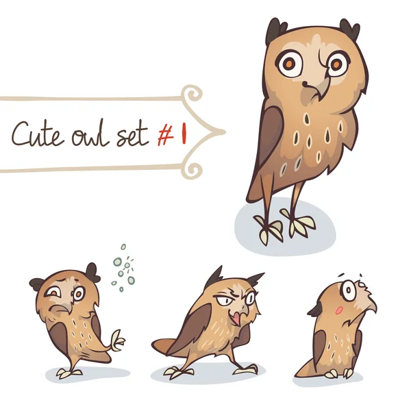 Petit hibou mignon ensemble — Image vectorielle