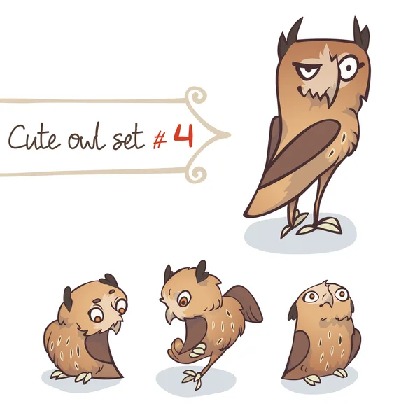 Petit hibou mignon ensemble — Image vectorielle