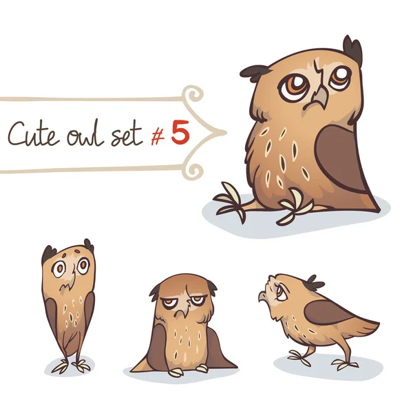 Petit hibou mignon ensemble — Image vectorielle