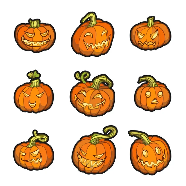 Ensemble de citrouille jaune Halloween — Image vectorielle