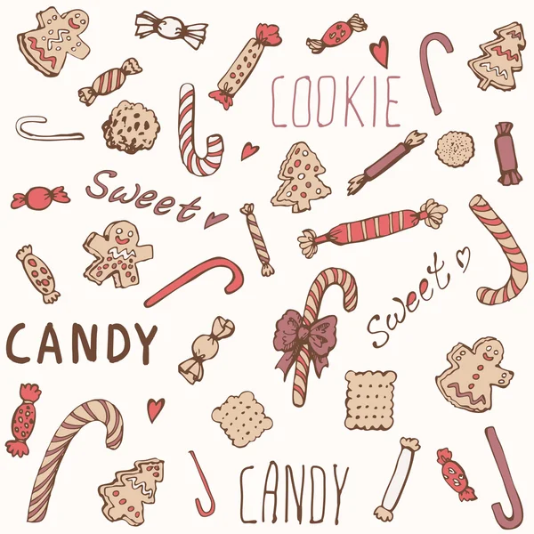 甘いお菓子のクッキー セット — ストックベクタ