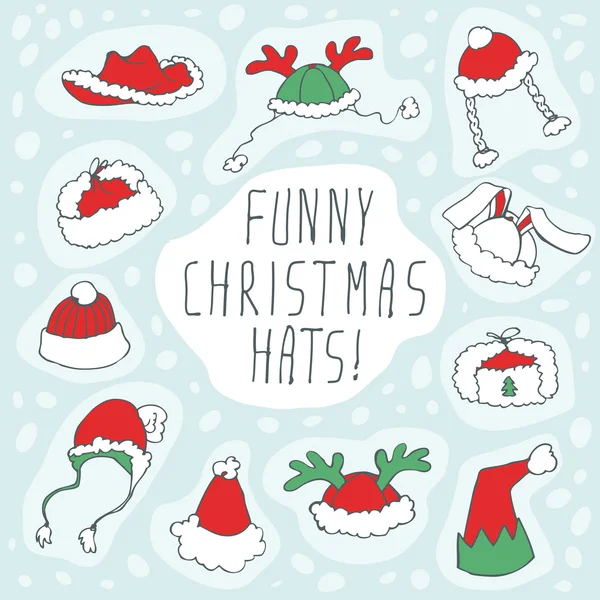 Christmas Funny Hat Ställ — Stock vektor