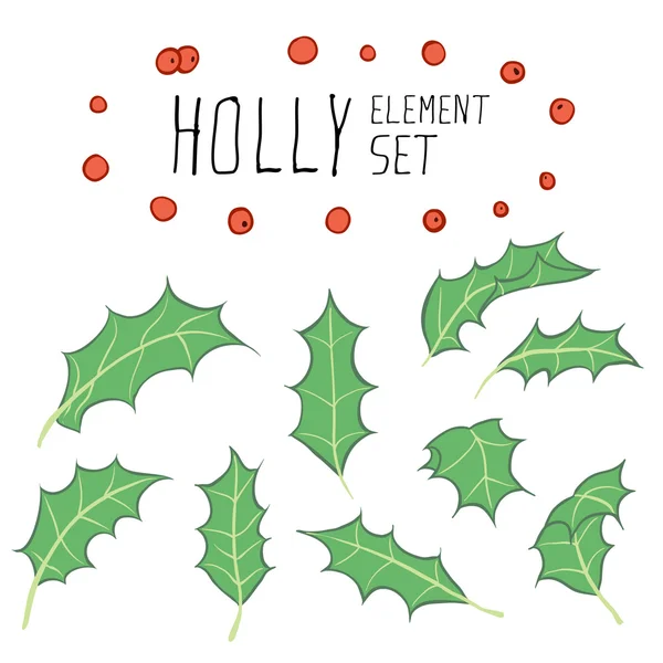 Conjunto de elementos de Holly — Vector de stock