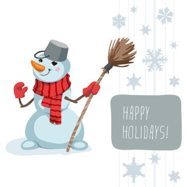 Kardan adam eşarp süpürge şablonu