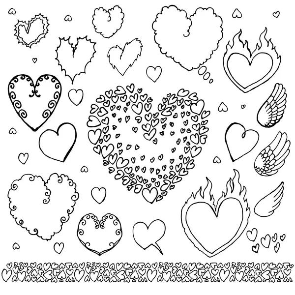 Elementos dibujados a mano del corazón Burbujas conjunto Ilustraciones de stock libres de derechos