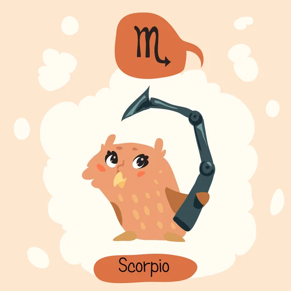 Horoscoop schattig Owl — Stockvector