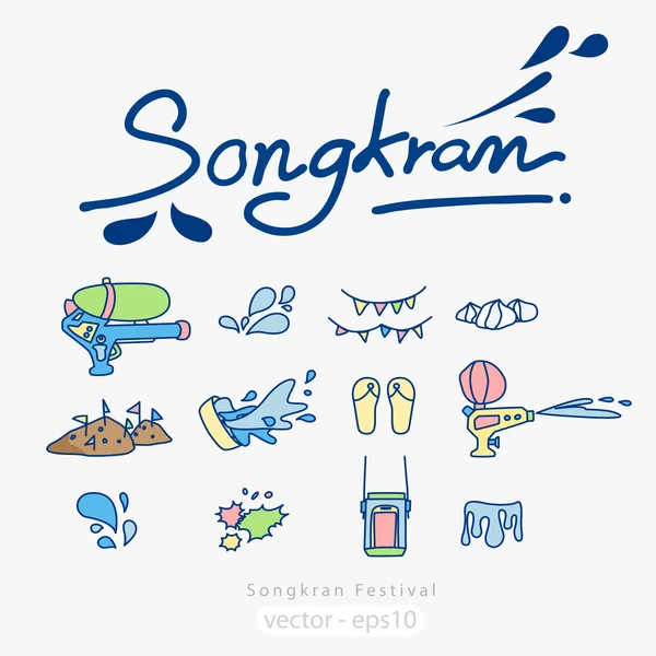 Songkran Festival Iconos — Archivo Imágenes Vectoriales