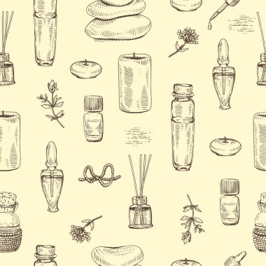 Aromaterapi aksesuarlarıyla kusursuz desen.