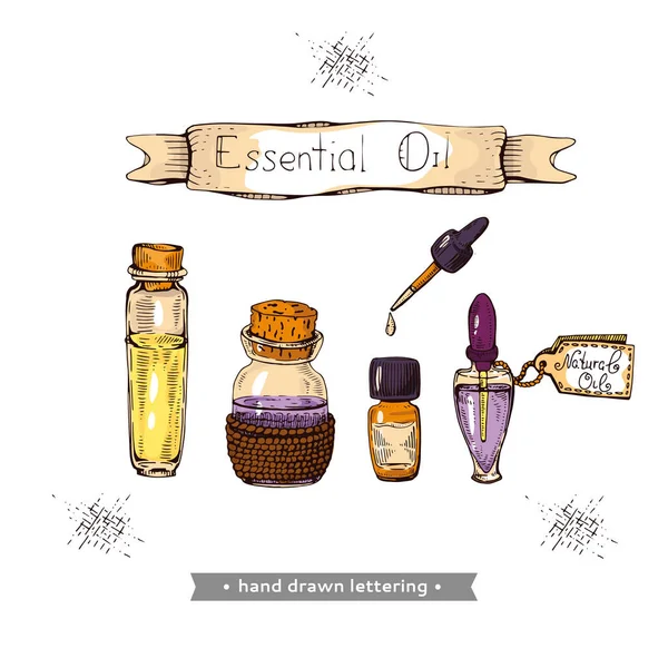 Accessoire Aromathérapie Croquis Détaillés Dessinés Main — Image vectorielle