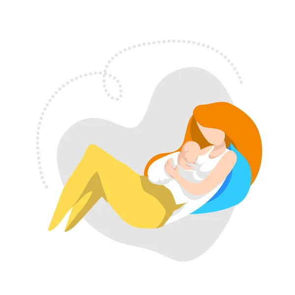 Femme Allaitant Son Nouveau Position Embrayage Illustration Vectorielle Style Plat — Image vectorielle