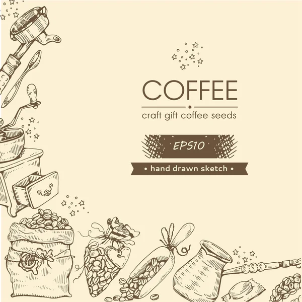 Kaffeemaschinen Und Samen Kaffeemaschine Geschenk Vektorillustration — Stockvektor