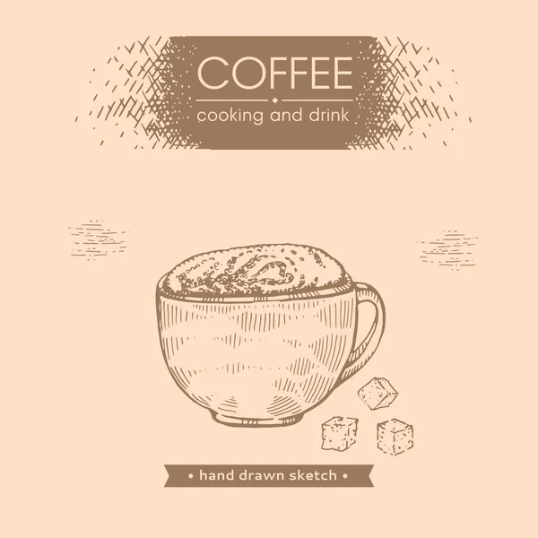 Hand Drawn Sketch Coffee Drink Sugar Vector Illustration — Stock Vector