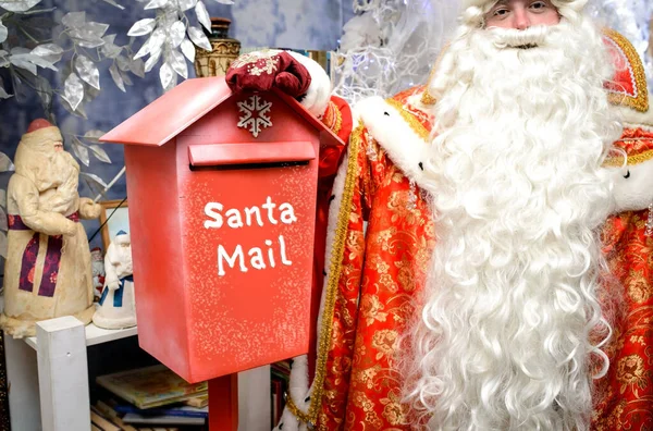 Caixa Correio Vermelha Para Cartas Natal Correio Pai Natal Férias — Fotografia de Stock