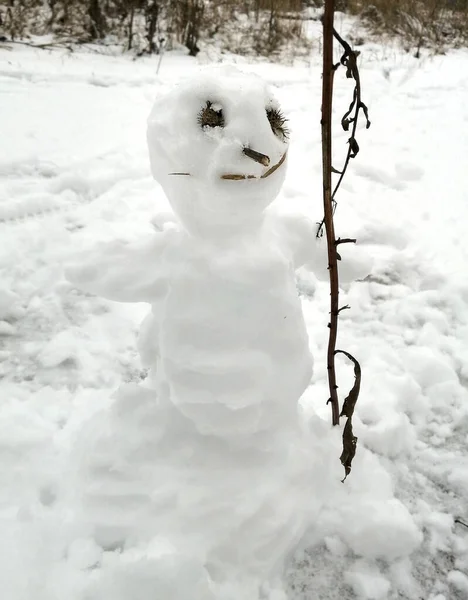 Enge Sneeuwpop Als Symbool Van Een Slecht Jaar Gelukkig Nieuwjaar — Stockfoto