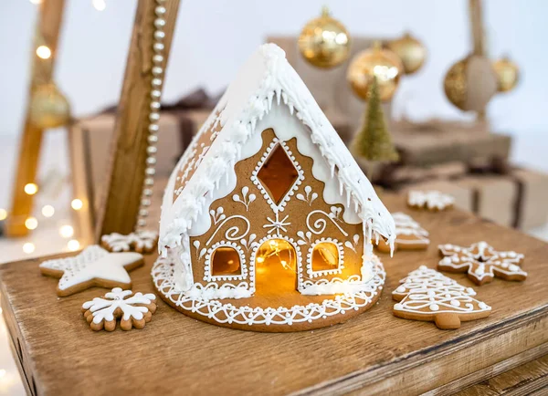 Dolci Giocattoli Natale Casa Pan Zenzero Giocattolo Decorazioni Panetteria Capodanno — Foto Stock