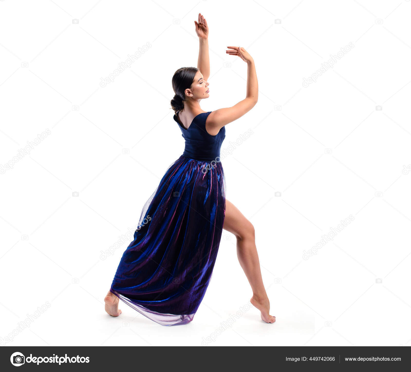 Gimnasta Vestido Realiza Una Pose Gimnasia Rítmica Elemento Danza Sobre:  fotografía de stock © koyokin #449742066 | Depositphotos
