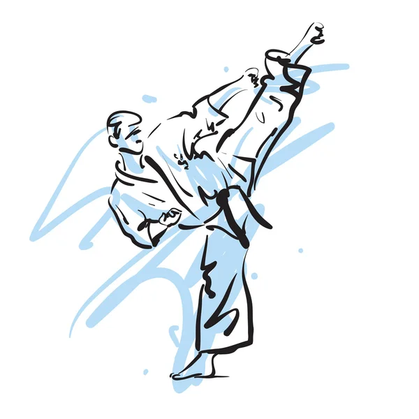 Tendangan karate, ilustrasi vektor - Stok Vektor