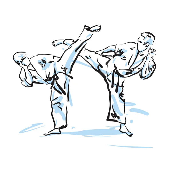 Karate strijders, vectorillustratie — Stockvector