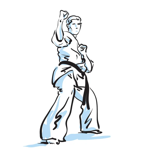 Karate fighter, vector illustration - Stok Vektor