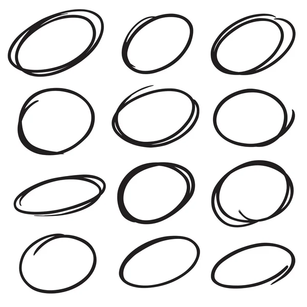 Cercles marqueurs dessinés à la main — Image vectorielle