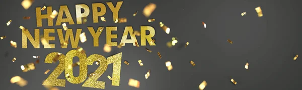 Feliz Año Nuevo 2021 Banner Año Nuevo Confiti Brillante Cayendo — Foto de Stock