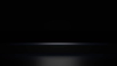 Ürün sunumu için basit bir karanlık podyum platformu. 3 boyutlu görüntüleme. 3B illüstrasyon.