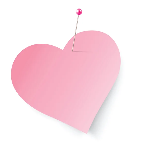 Nota rosa a forma di cuore — Vettoriale Stock
