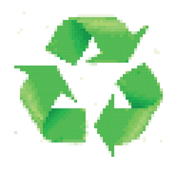 Símbolo de reciclaje digital hecho de píxeles — Vector de stock