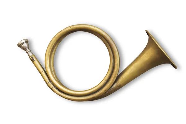 Copper hunting horn — Stock Photo, Image