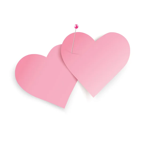 Coração rosa em forma de post-lo nota — Vetor de Stock