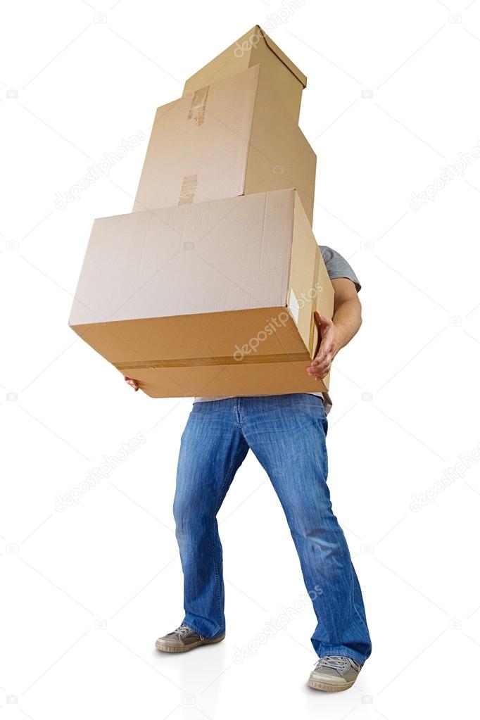 man holding card boxes