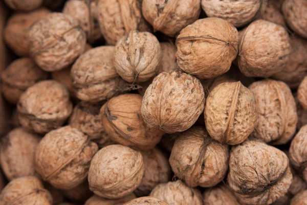 Walnut harvest apples in box — Stock Photo, Image