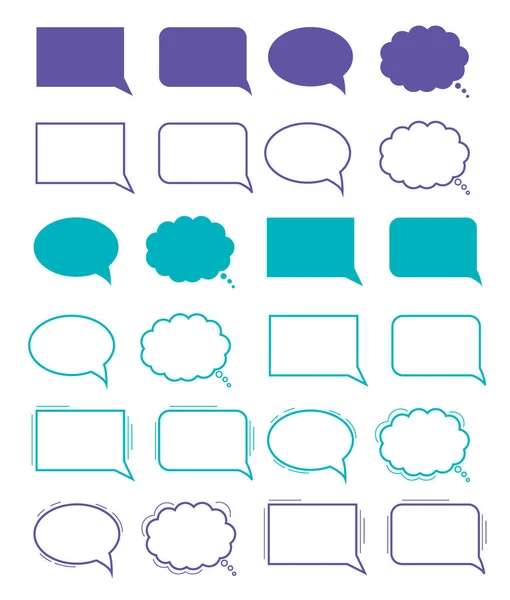 Hand Drawn Speech Bubble Vector Set Clouds Online Chat Different — Stock Vector