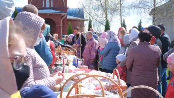 Belarus Minsk Bölgesi 2021 Ortodoks Kilisesi Nde Paskalya Pastası Yumurta — Stok video