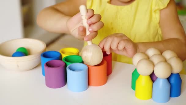 Juguete Educativo Clasificador Madera Para Niños Para Aprender Color Niño — Vídeo de stock