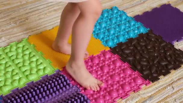 Kid Steps Orthopedic Massage Mats Different Stiffness Texture Surface Promotes — Stock Video