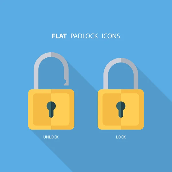 Flat padlock icons. Lock and unlock. Concept password, blocking, security. Lock symbol. Lock vector icon. — Stock Vector