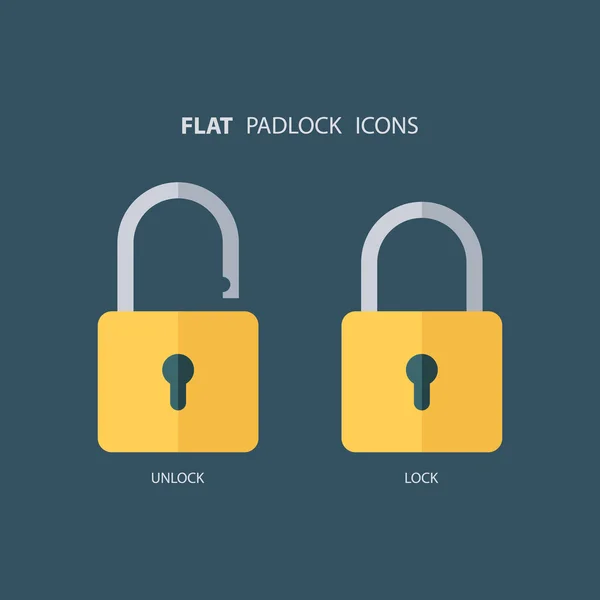 Flat padlock icons. Lock and unlock. Concept password, blocking, security. Lock symbol. Lock vector icon. — Stock Vector