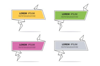 Soyut kağıt konuşma kabarcıklar şablonları. Origami teklif şablonu. Kabarcık şablon alıntı. Teklif formu.