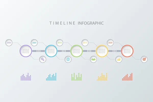 Timeline infographic design template with diagrams and icons. Vector illustration. — Stock Vector
