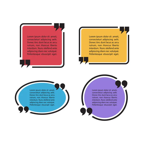 Set of color quote text bubbles. Quotation mark speech bubbles. Set of quote sign icons. Quote blank template. Quote bubble. Empty template. Quote form. — Stock Vector