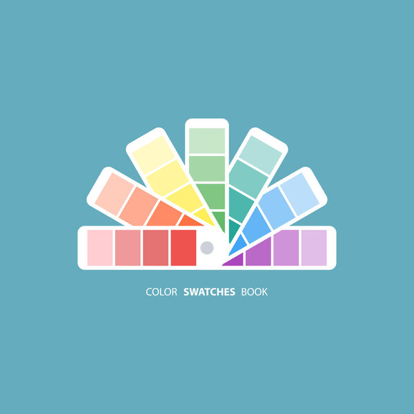 Color swatches book. Color palette guide. Color swatch icon. Color swatches flat sign. 