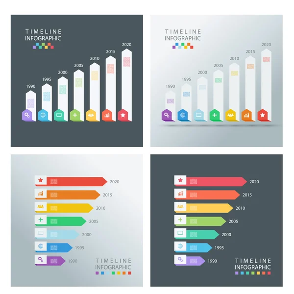 Eine Reihe von Zeitleiste-Infografik-Design-Vorlagen. Vektorillustration. — Stockvektor