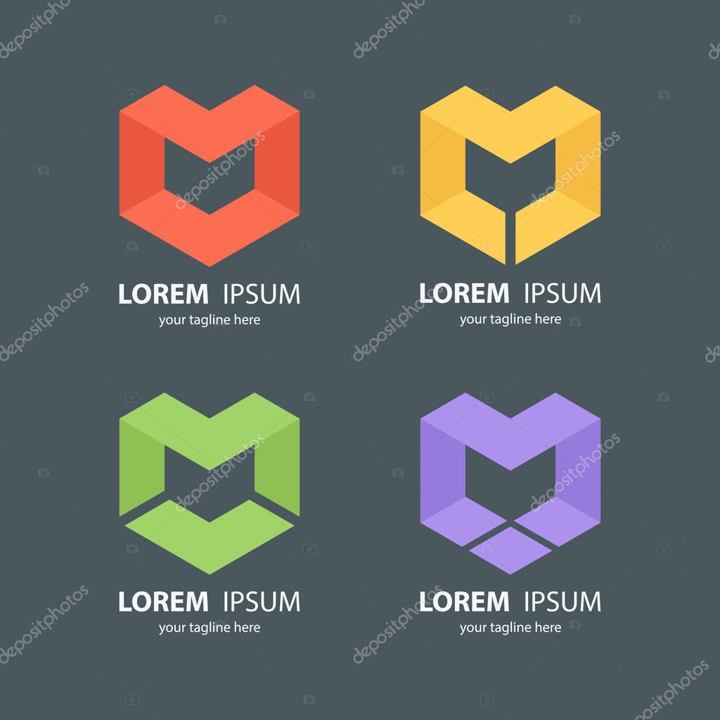Set of letter M abstract design logos. Graphic design element M letter. Vector illustration.