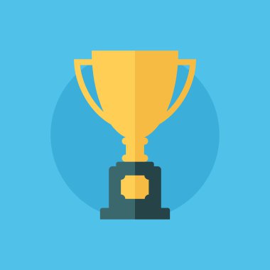 Trophy Kupası düz simgesi. Kazanan Kupası vektör çizim.