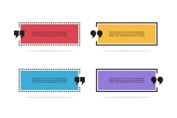 색상 사각형 견적 텍스트 거품의 집합입니다. 인용 표시 음성 거품 인용 기호 아이콘의 집합입니다. 빈 서식 파일을 인용 한다. 거품을 인용 한다. 빈 서식 파일. — 스톡 벡터